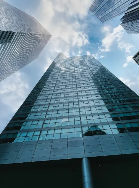 Photograph of a skyscraper, representing the companies ambition.