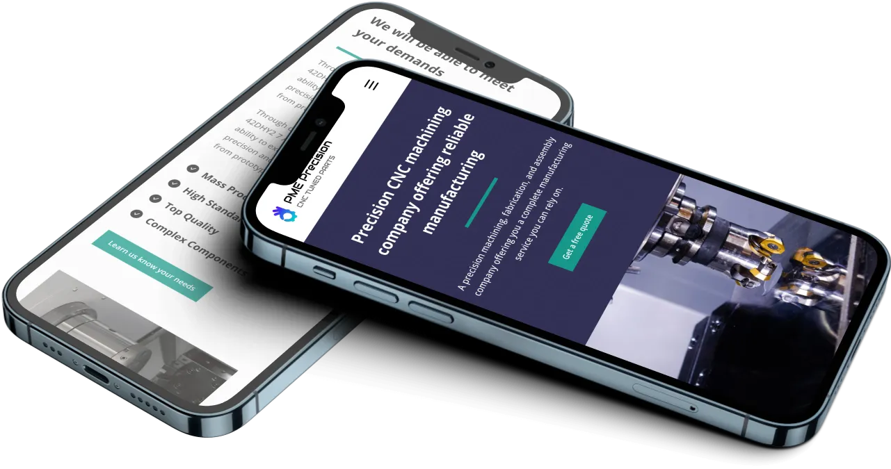 2 iPhones on their side showing web designs made by RealGFX.