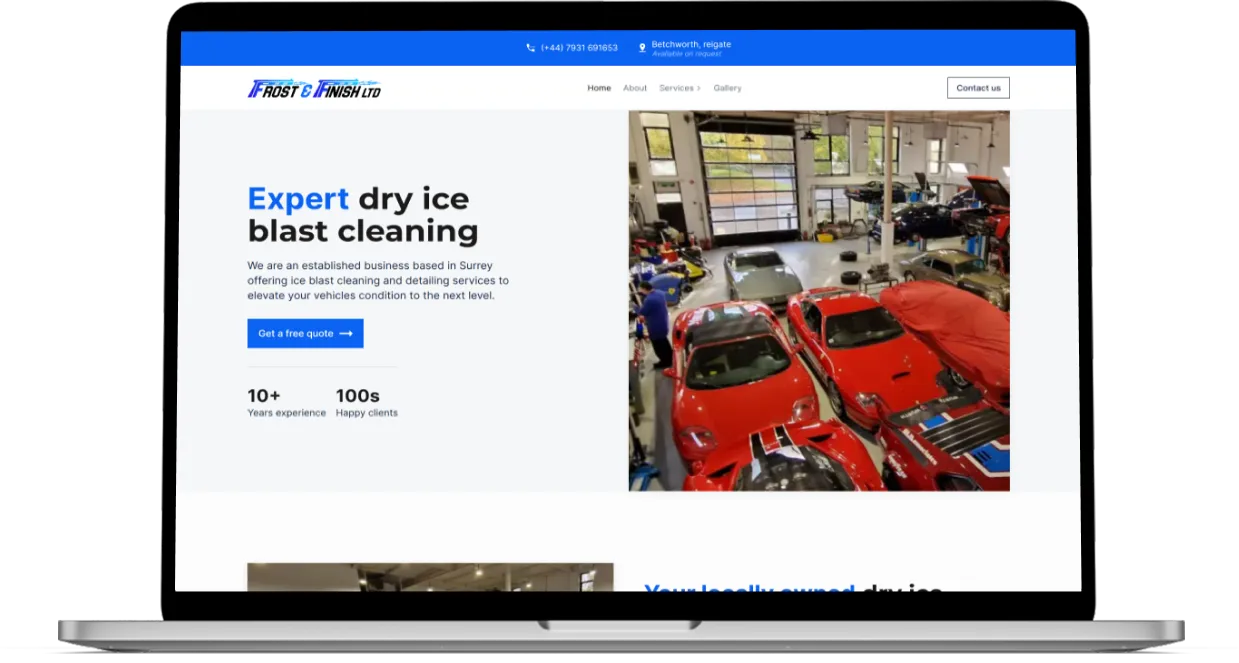 Mockup of a web design for Frost & Finish made by RealGFX