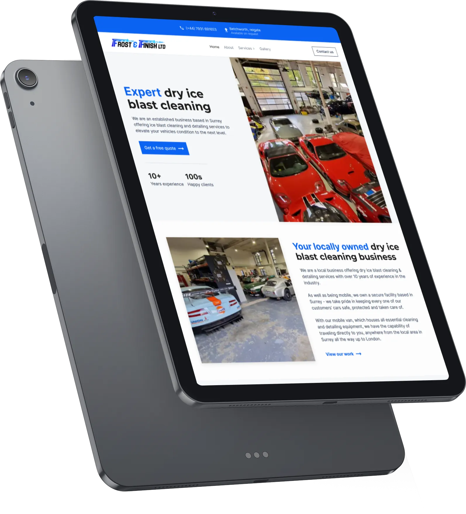 Apple iPad with a website inside made by RealGFX.