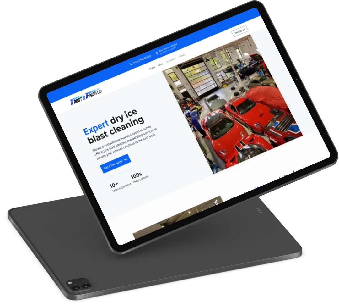iPad mockup with a web design made by RealGFX