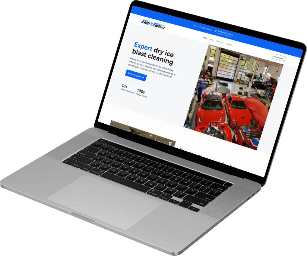 MacBook mockup with a web design made by RealGFX