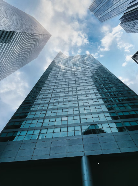 Photograph of a skyscraper, representing the companies ambition.