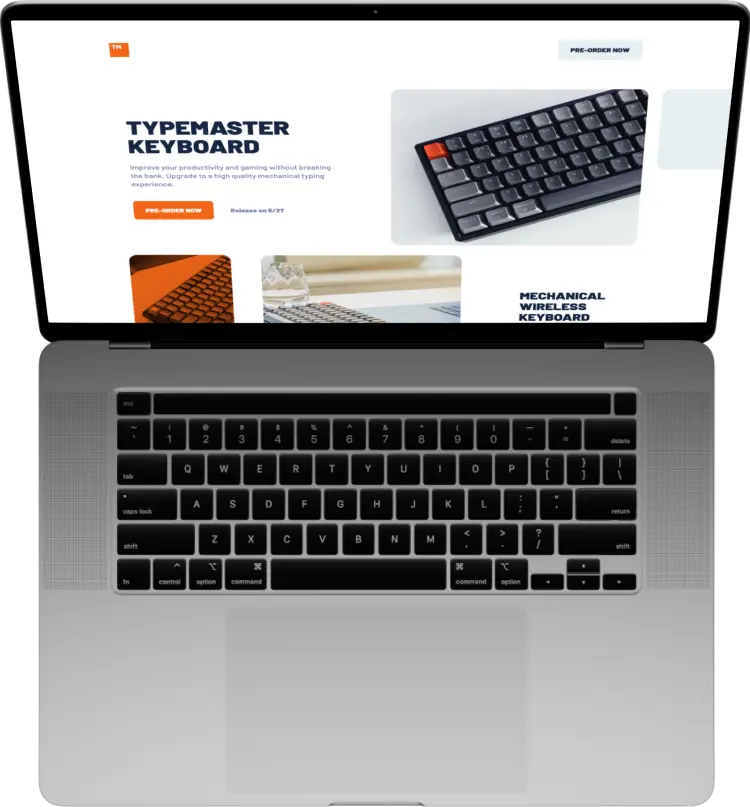 Apple macbook with a website inside made by RealGFX.