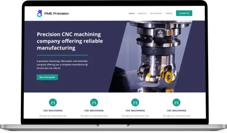 Mockup of a web design for PME Precision made by RealGFX